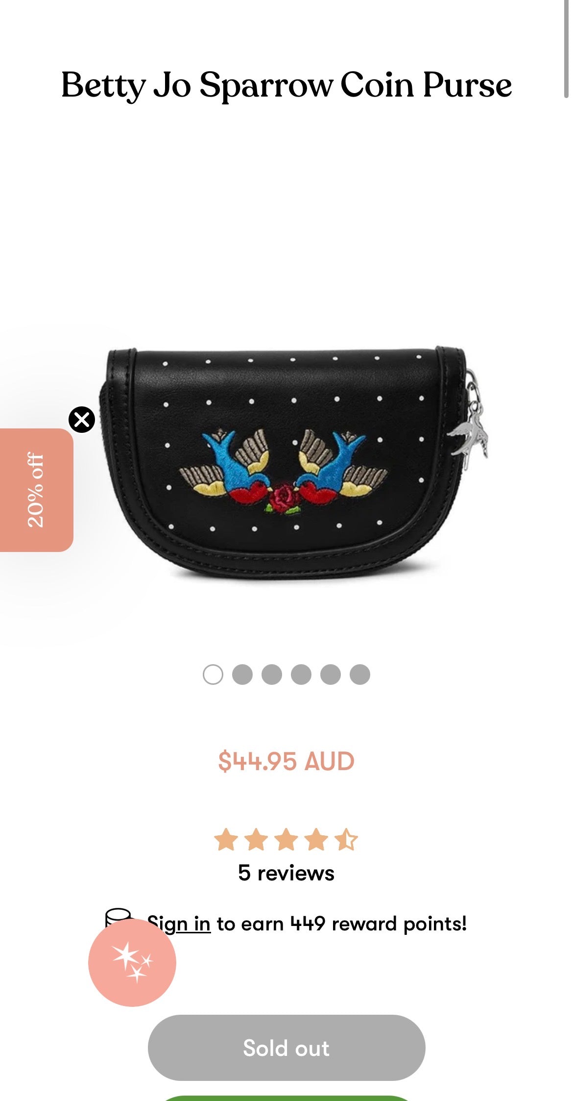 Erst Wilder Sparrow Coin Purse RRP $45