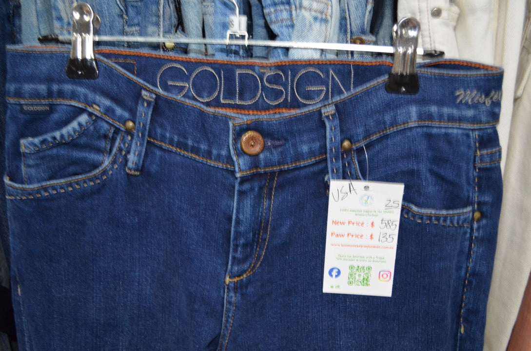 RRP $585  GOLDSIGN JEANS - Size 25 - as new, amazing denim!