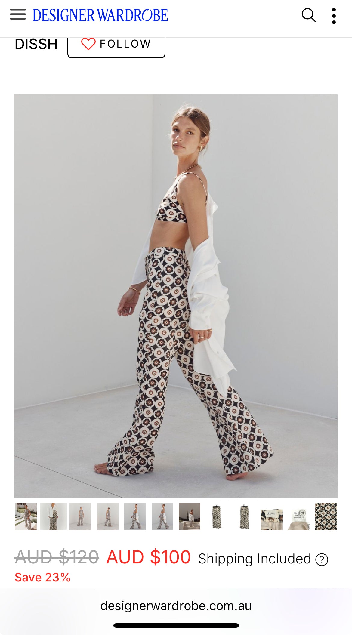 RRP $130 BNWT Dissh Women's Size 8 Dixon Black Floral Linen Pant Black