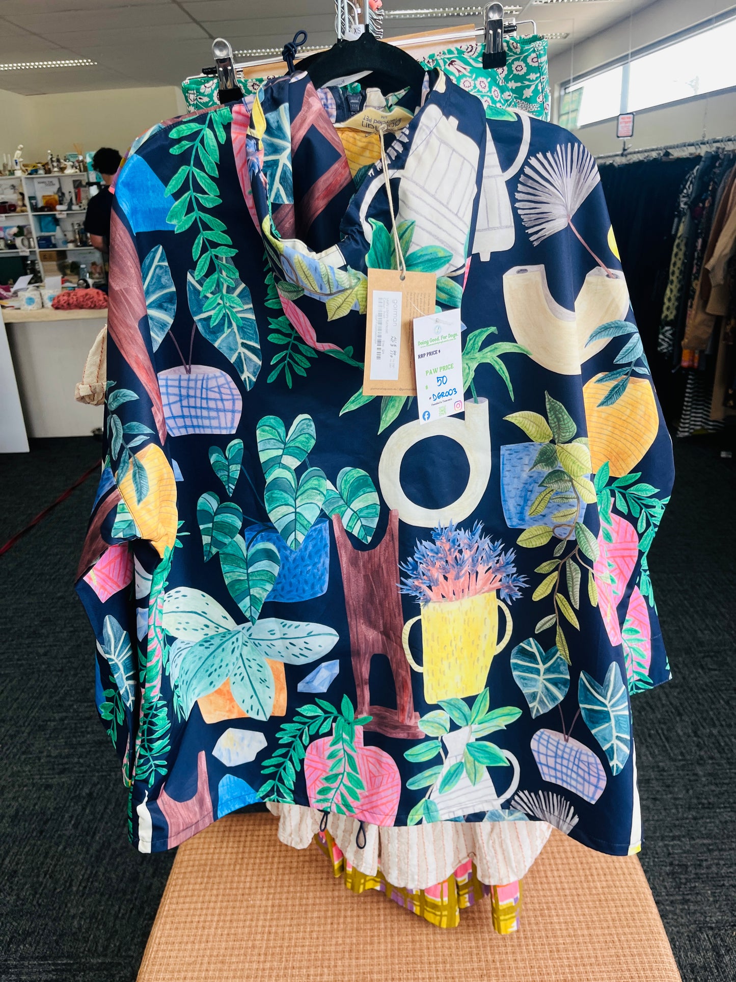 Colorful dress with nature-themed print