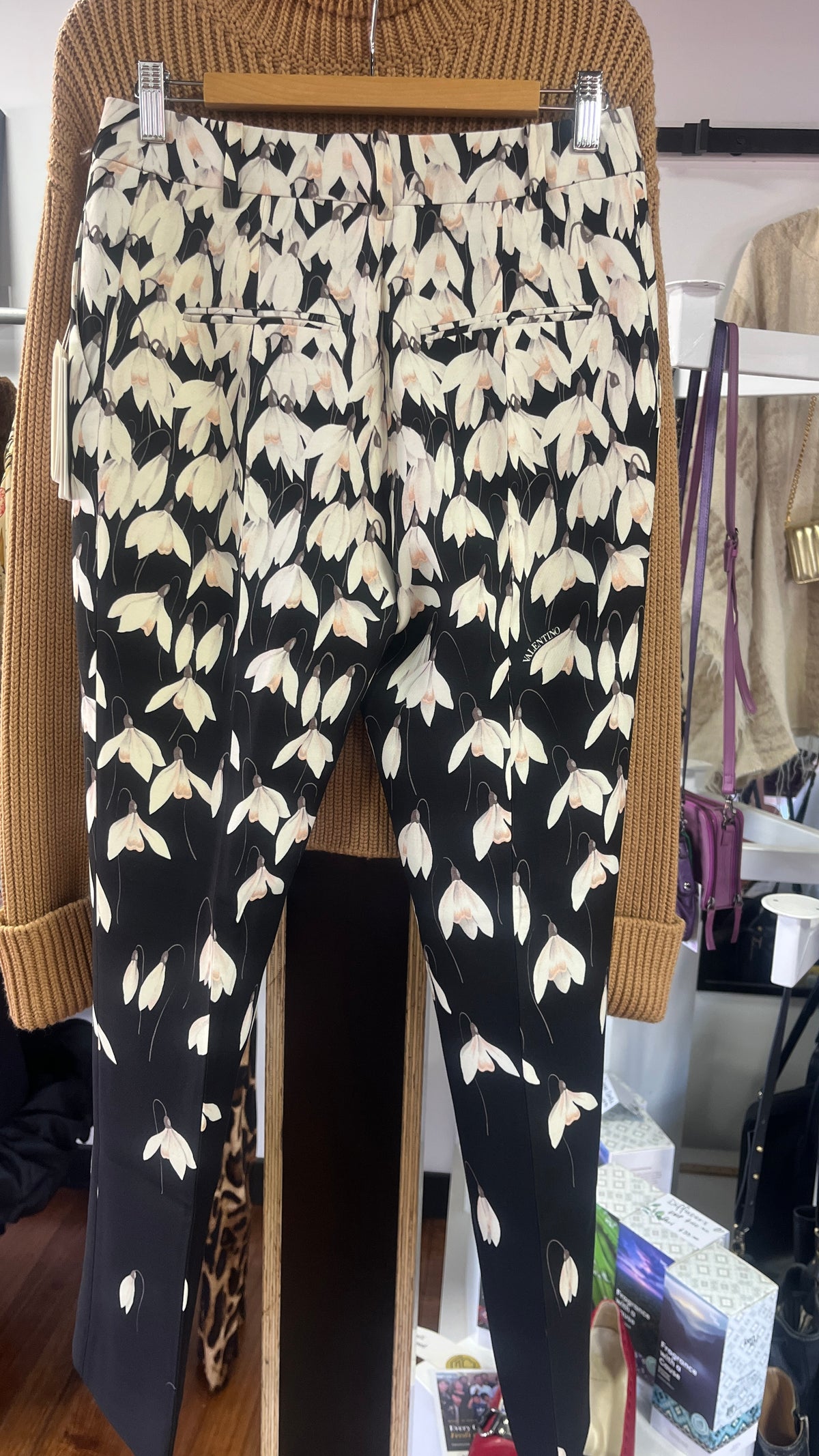 VALENTINO : RRP $2100 Snowdrop Crepe Couture Floral Trousers Size 10