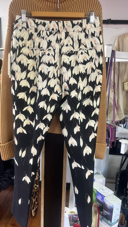VALENTINO : RRP $2100 Snowdrop Crepe Couture Floral Trousers Size 10