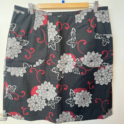 Floral patterned skirt on a hanger