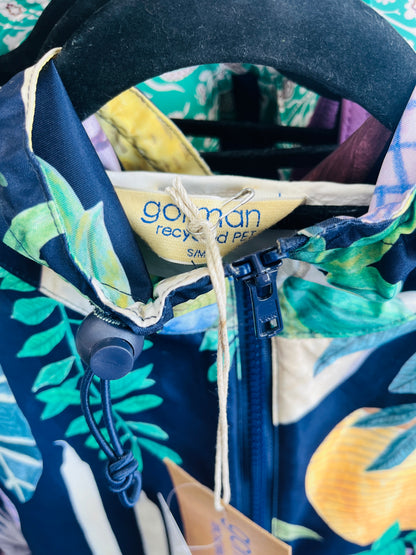 Close-up of a jacket with a floral pattern