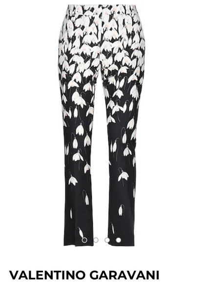 VALENTINO : RRP $2100 Snowdrop Crepe Couture Floral Trousers Size 10