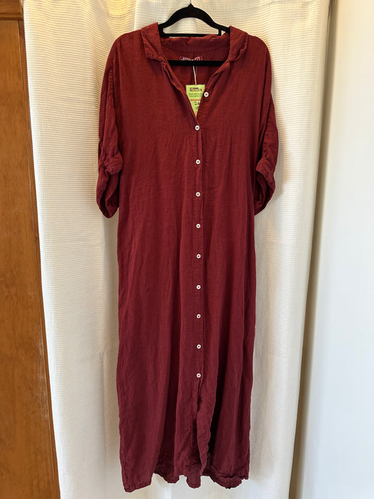 RRP$ 350 Size 3 - Metta Melbourne Dress - Shirt Dress Maroon