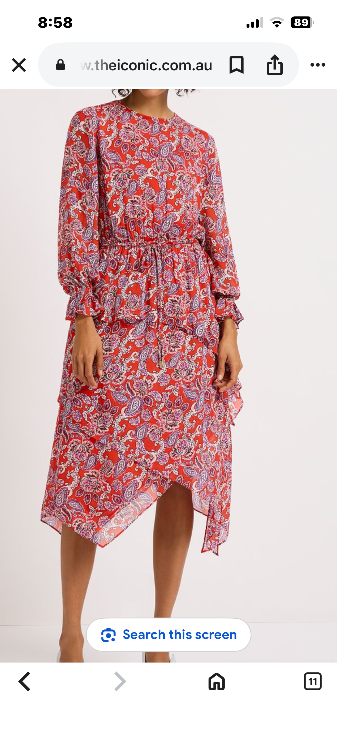 Red and white patterned dress