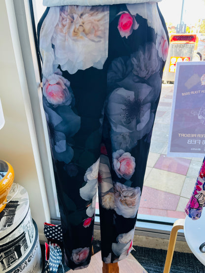 Floral-patterned pants displayed