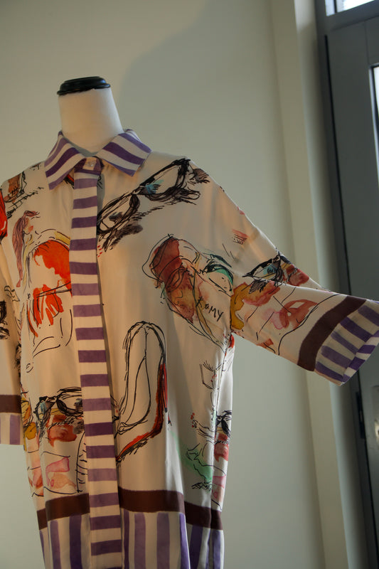 RRP$320 - Romy Salamanca Shirt in Salamanca 2.0 Print Size S