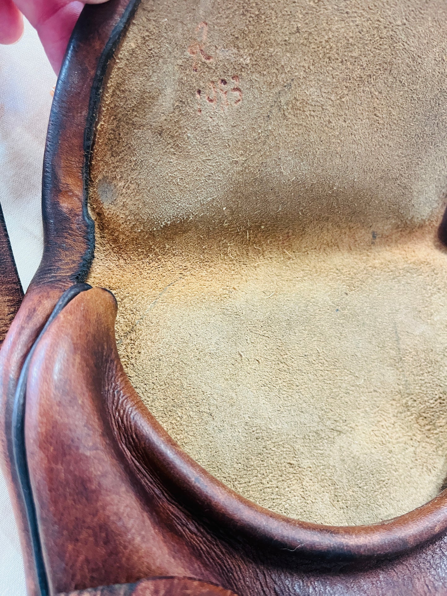 Close-up of a brown leather bag