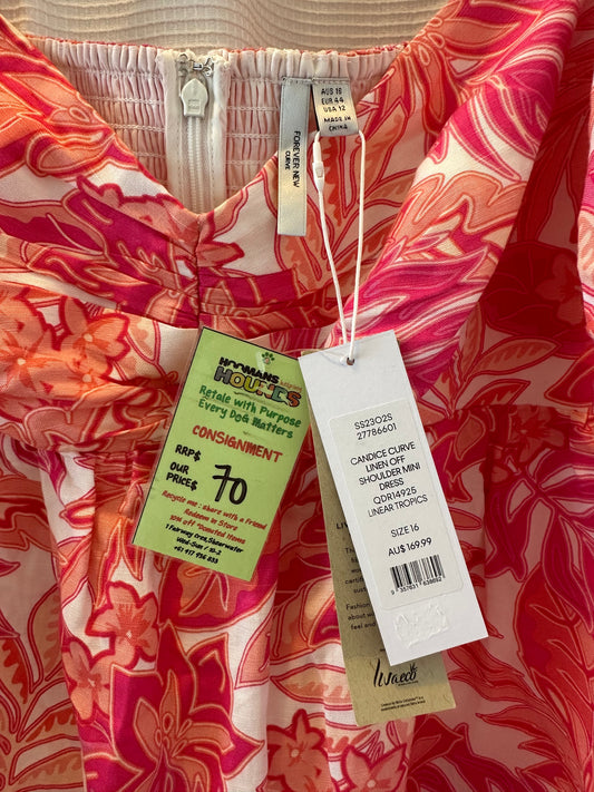 RRP $170 - Size 16 - Forever New - Candice Curve Pink Midi Dress - New with Tags