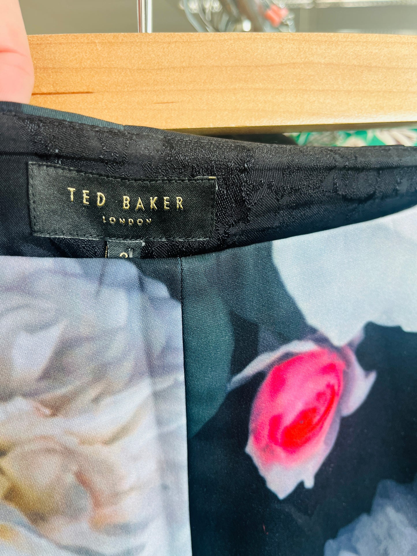 Ted Baker label on a garment with floral design