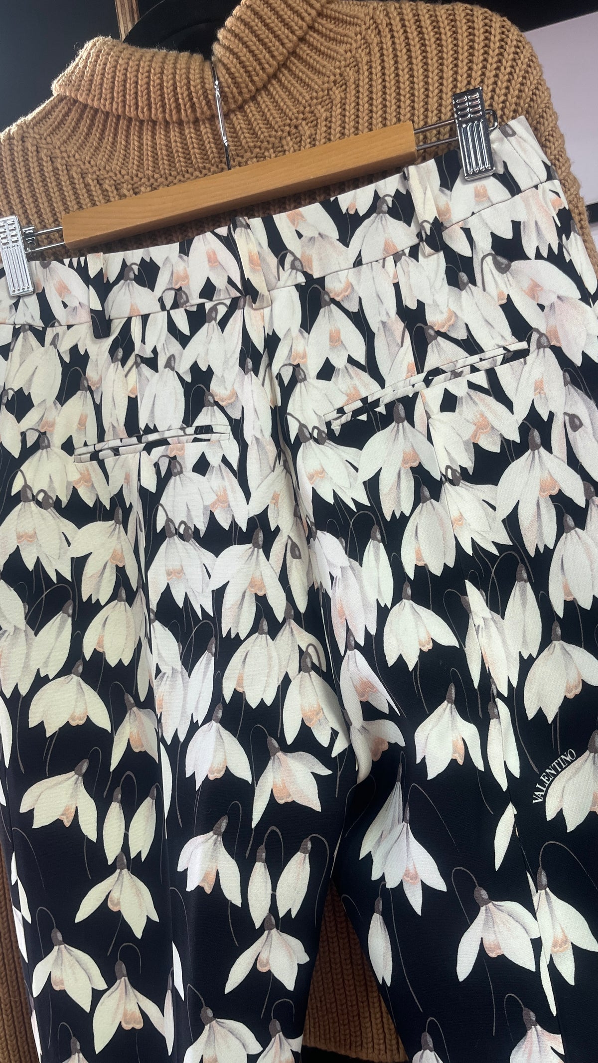 VALENTINO : RRP $2100 Snowdrop Crepe Couture Floral Trousers Size 10