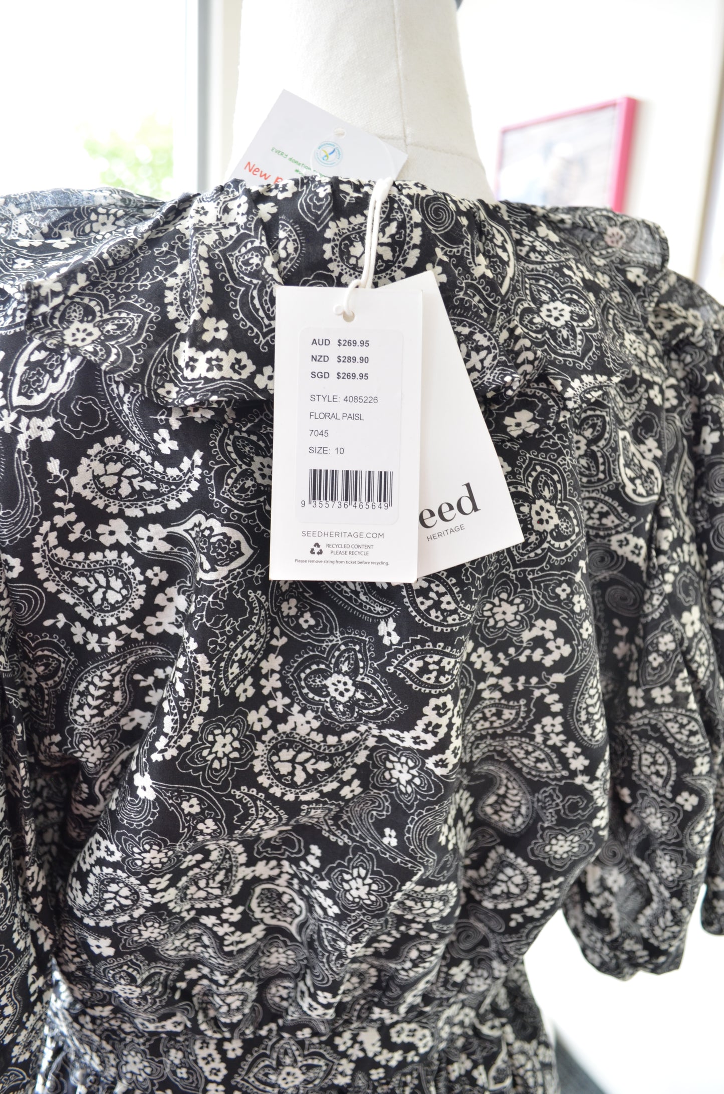 Patterned fabric with tags 