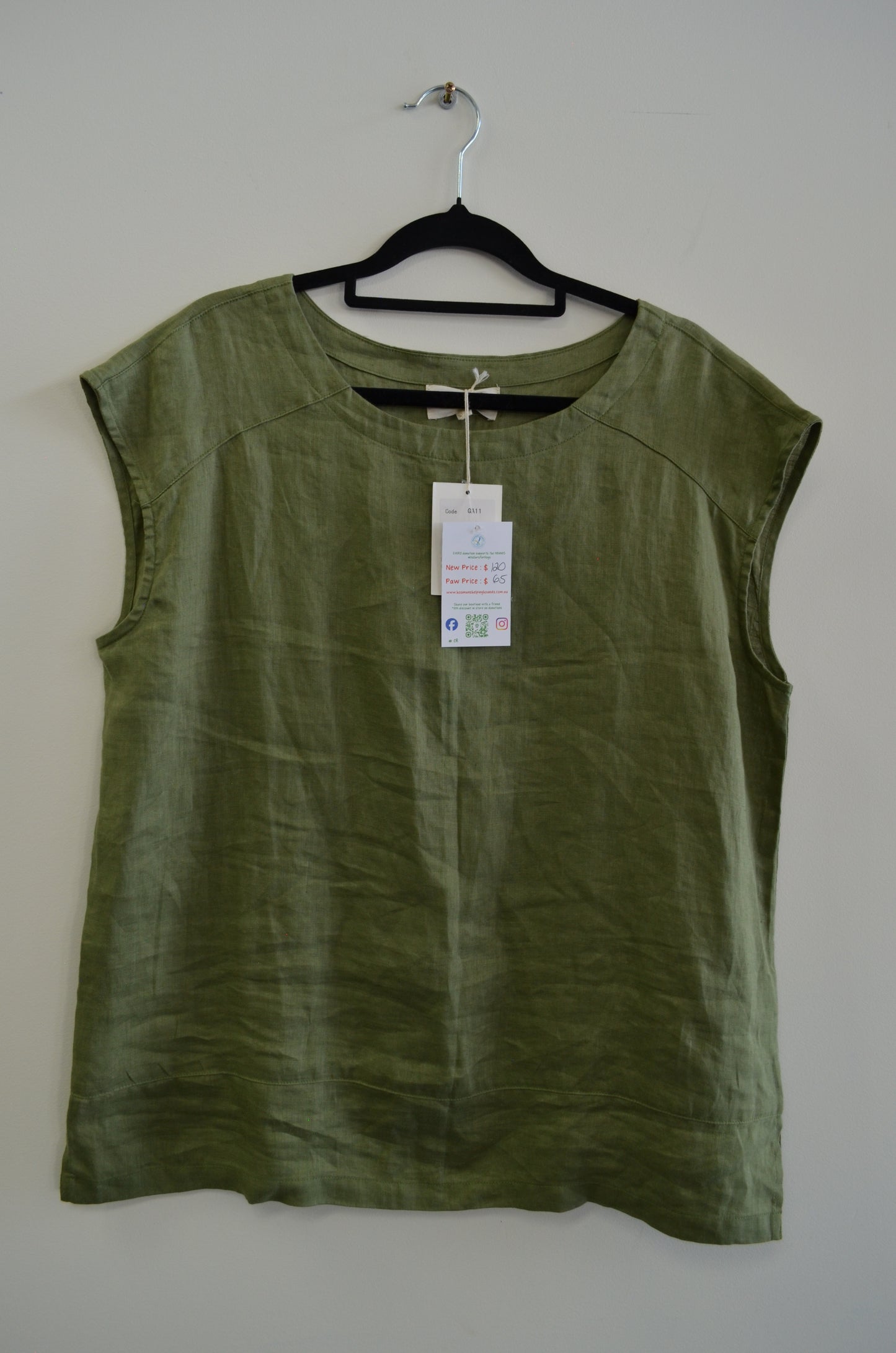 RRP$120 - Linen vest top - OJ Naturals - NEW with TAGS