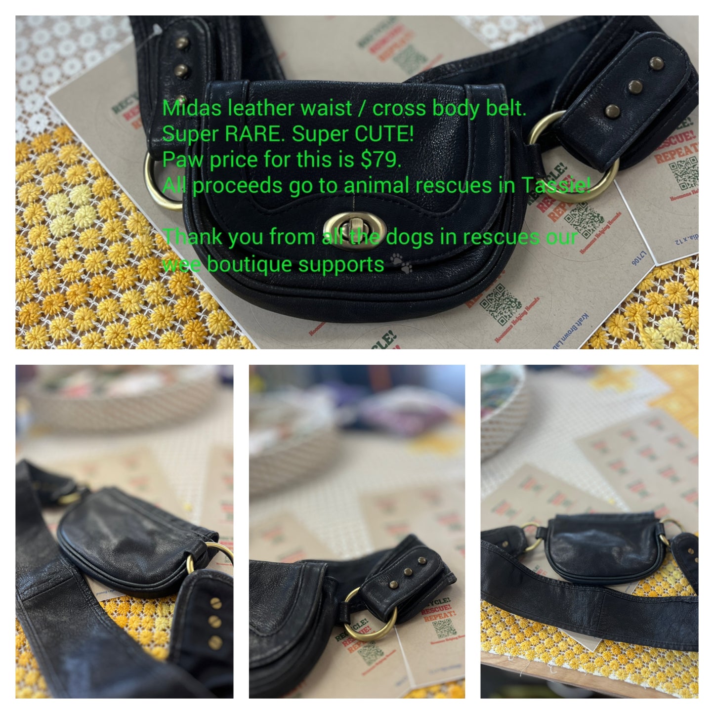 RRP $239 - MIDAS leather bum / cross bag - amazing bag RARE - never seen one before