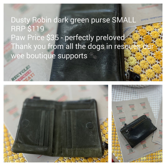 RRP $119 - Dusty Robin green purse - leather is very supple  - pre-loved perfection!