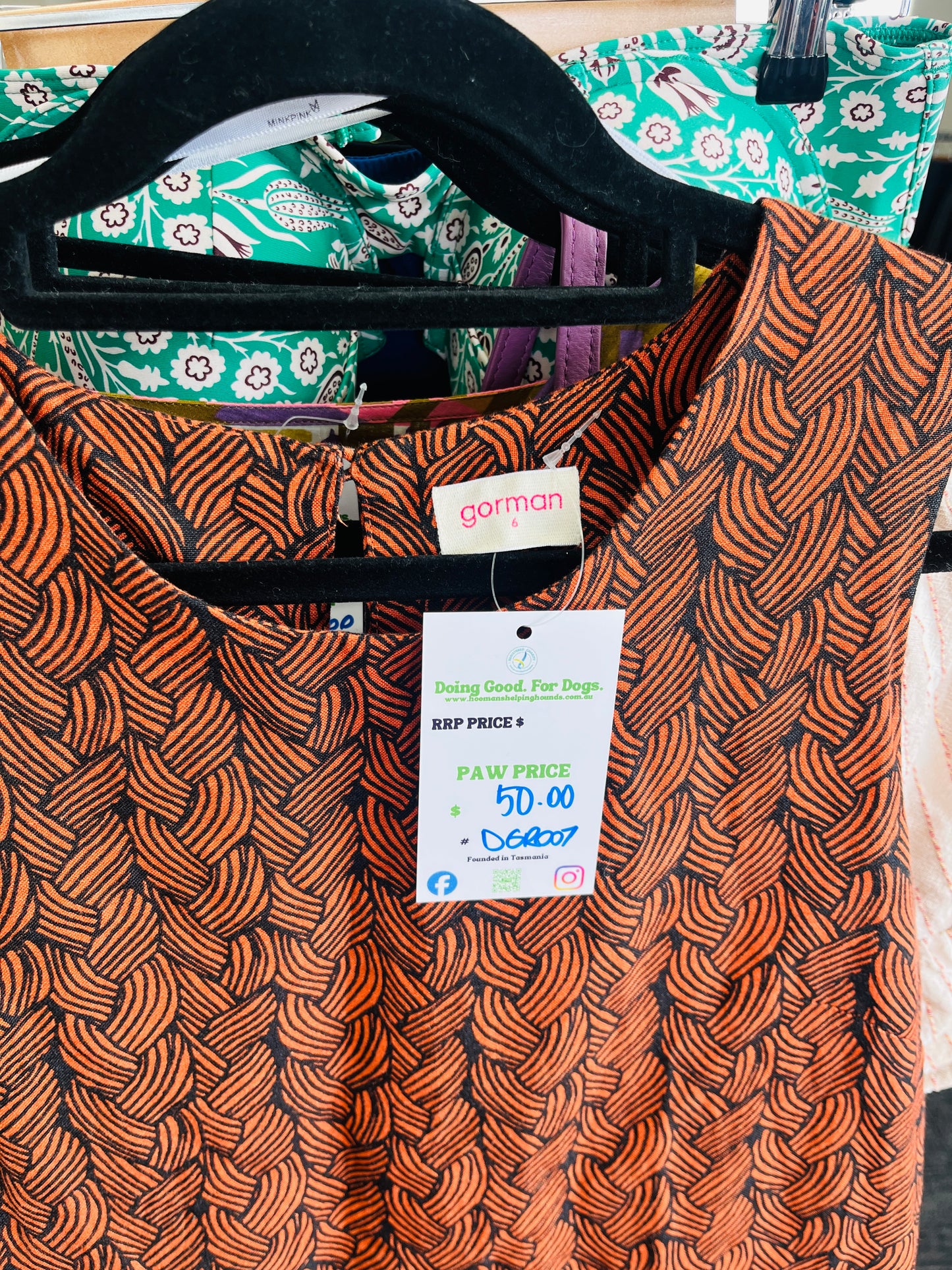 Patterned shirt on a hanger
