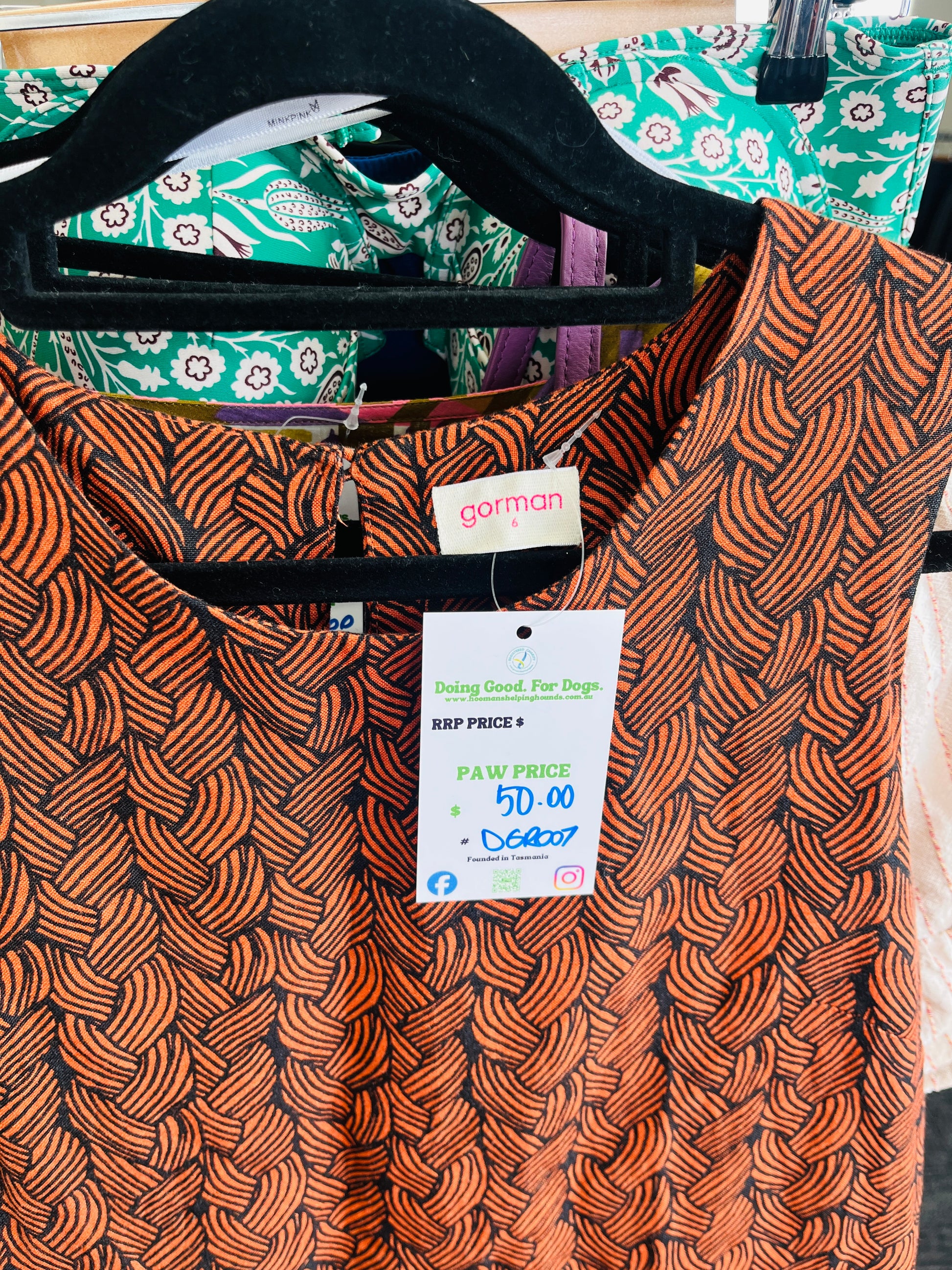 Patterned shirt on a hanger