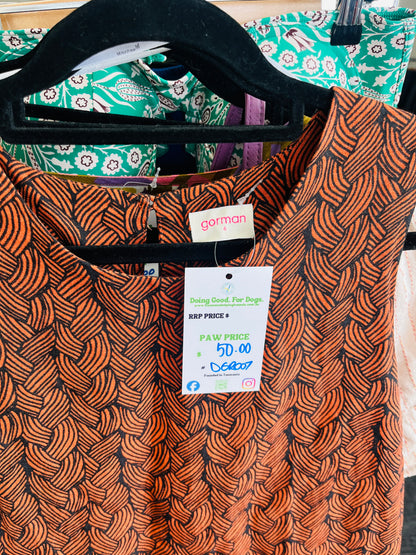 Patterned shirt on a hanger