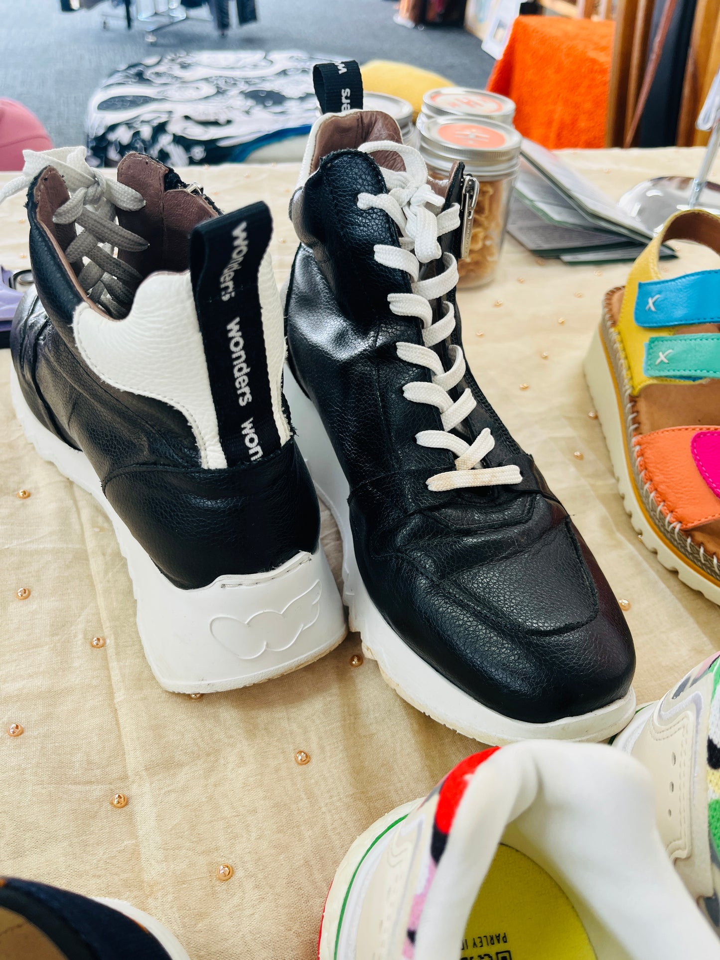 Black and white sneakers