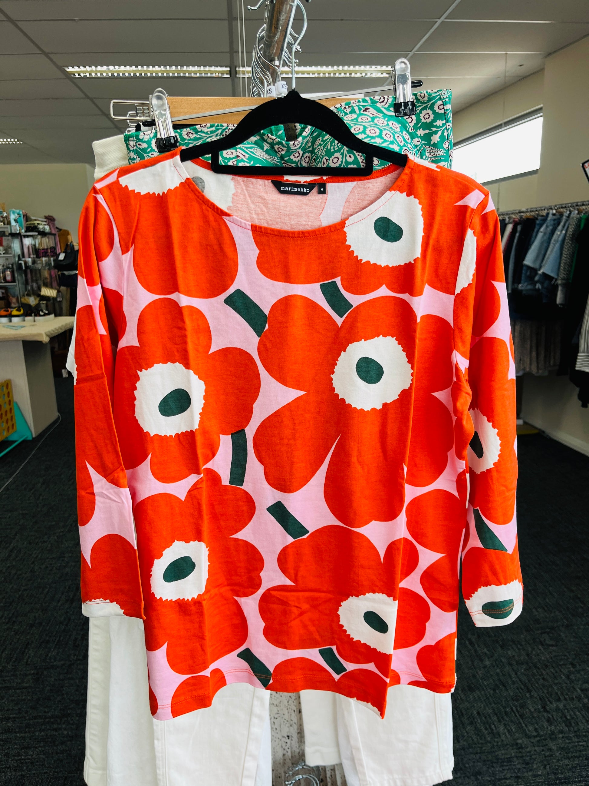 Orange floral patterned shirt