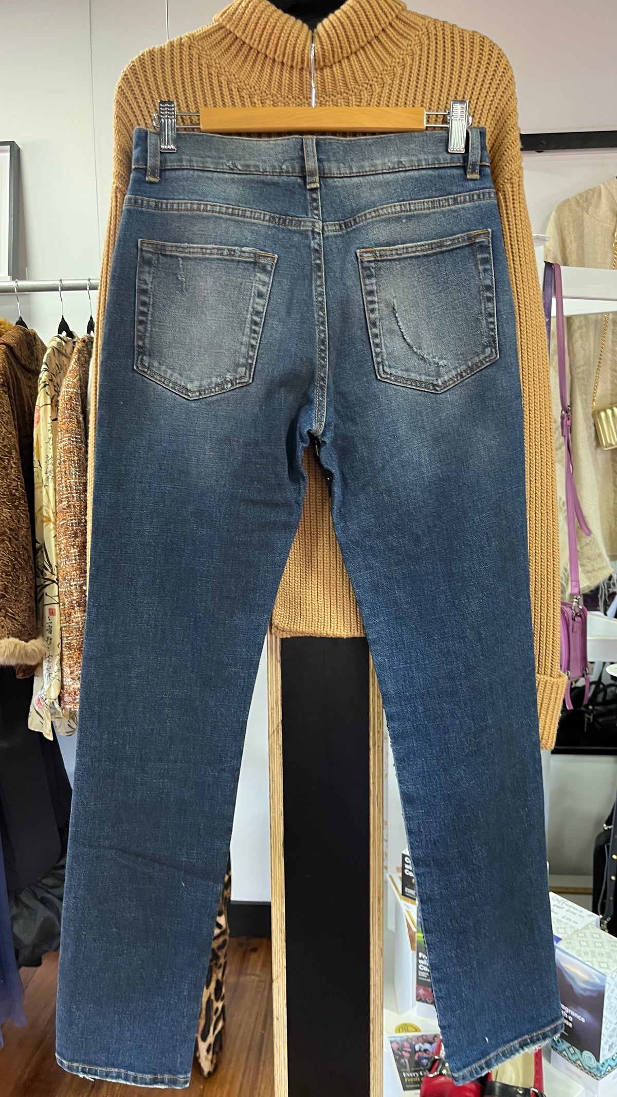 DOLCE & GABANNA : RRP $1145 USD Tweed Panel Straight Leg Jeans Size 10