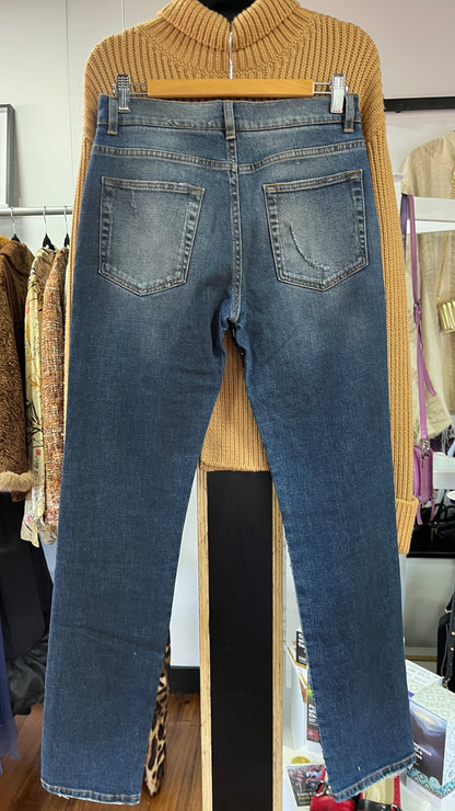 DOLCE & GABANNA : RRP $1145 USD Tweed Panel Straight Leg Jeans Size 10