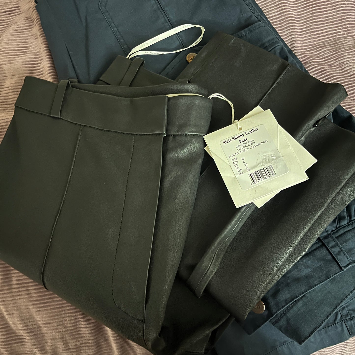 RRP $1499 Camilla and Marc Slate Leather Pants - NEW with tags