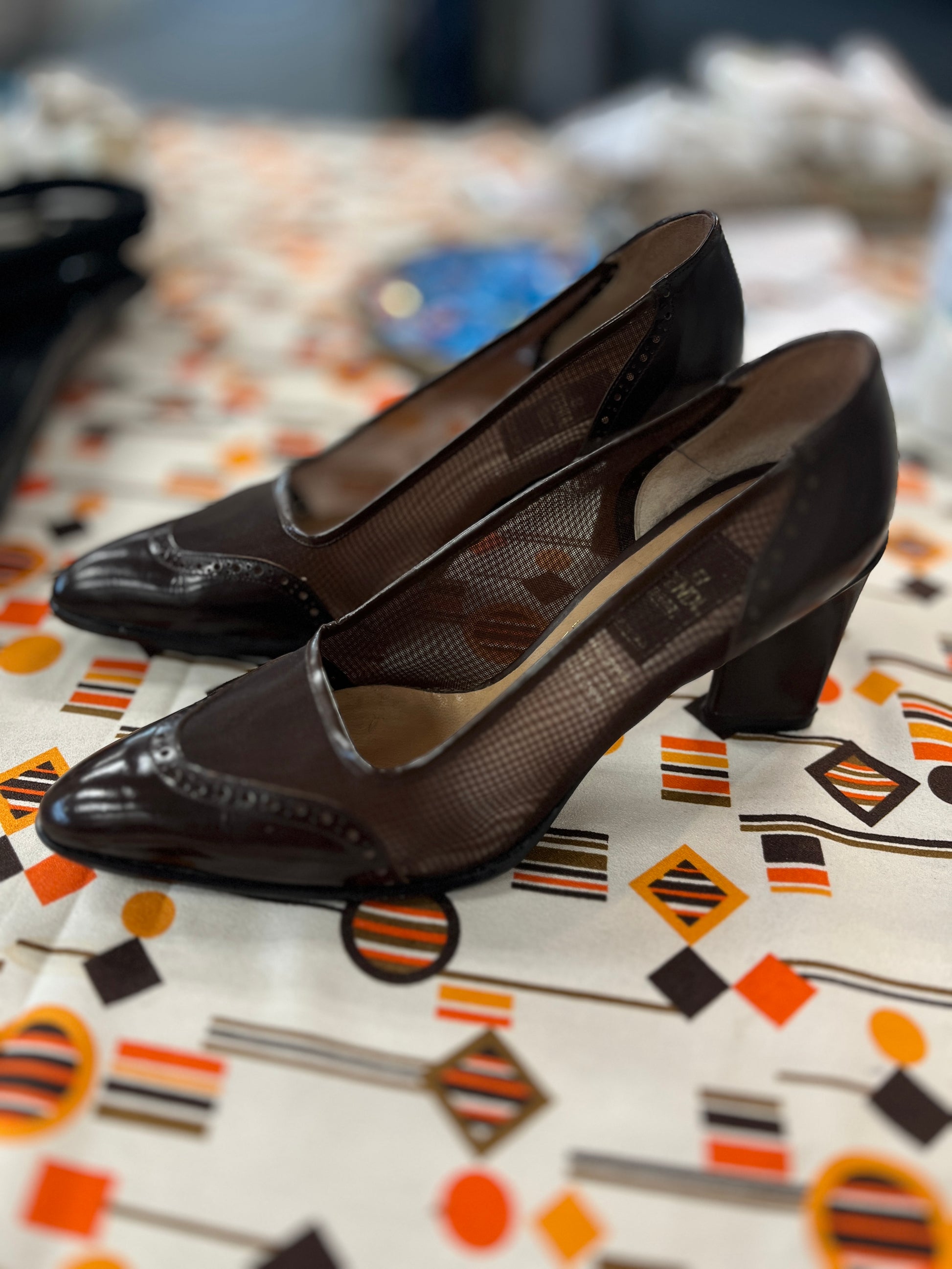 Black high-heeled shoes