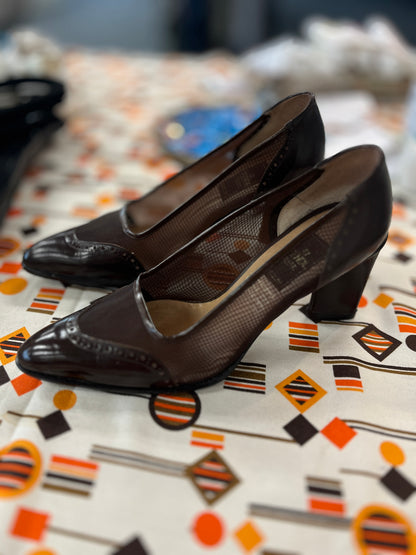 Black high-heeled shoes