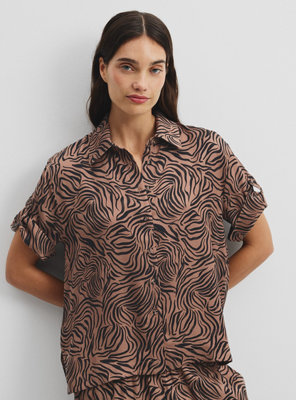 RRP $149 Country Road Micro Zebra Print Shirt