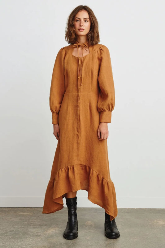 RRP $445 - Size 3 - Morrison Madison Linen Dress in RUST